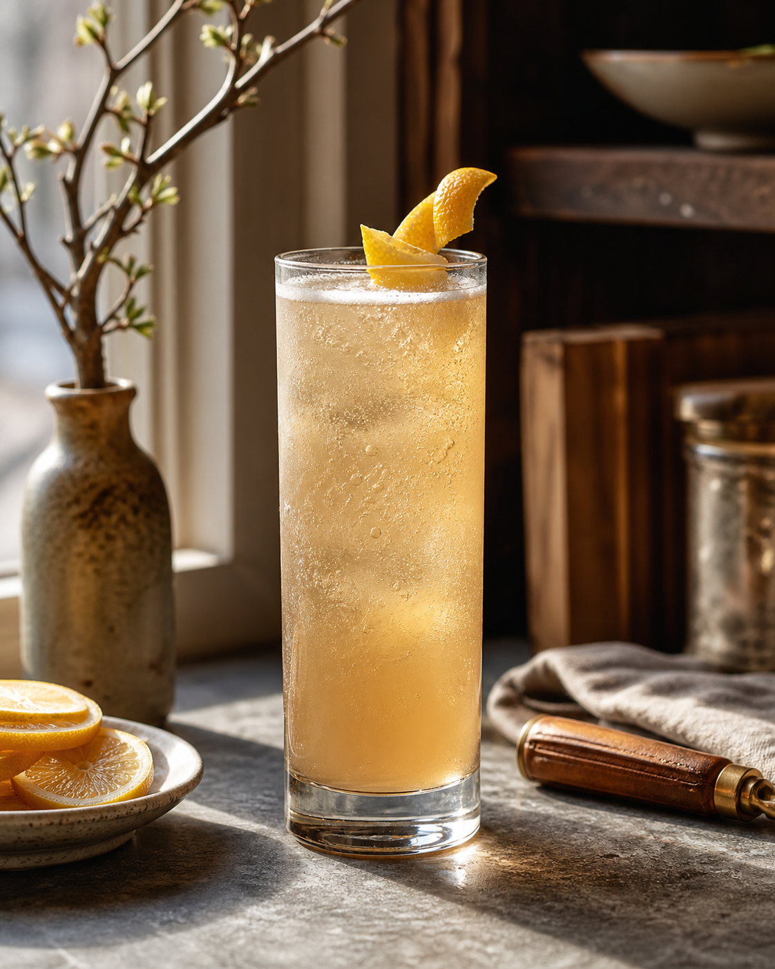 Wild Rye and Rhubarb Collins